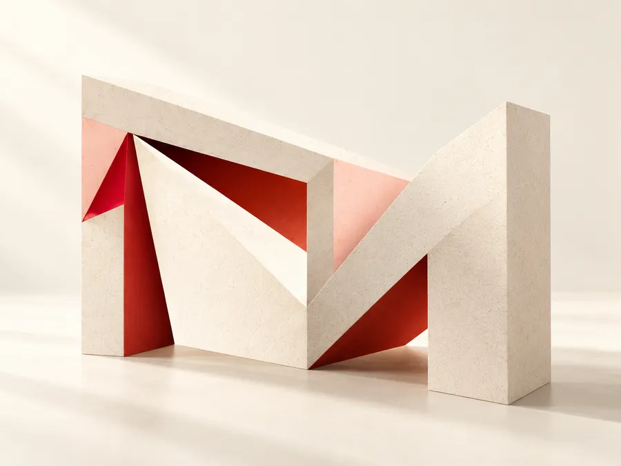 Sculptural Madris M in ivory and signal red